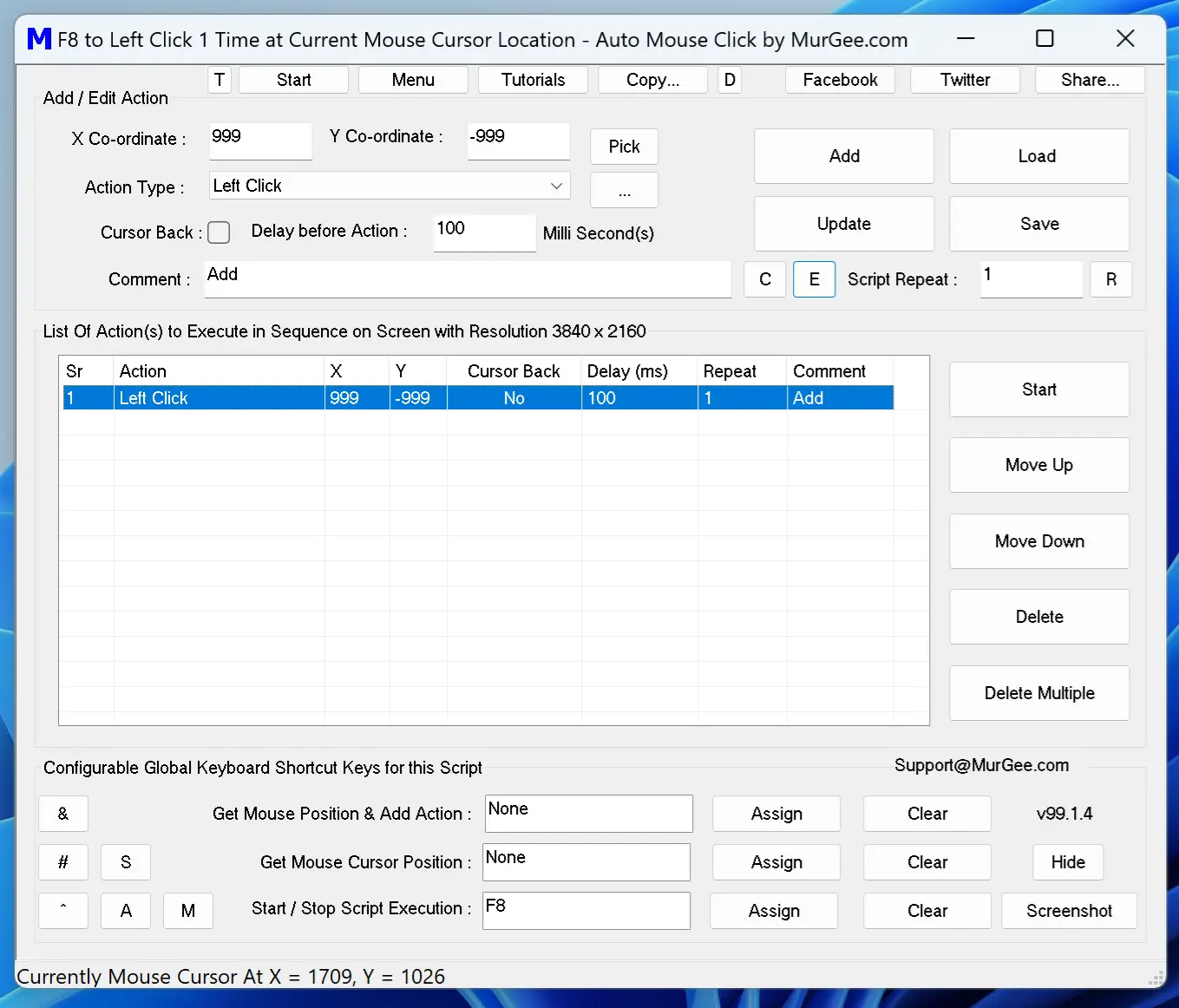 Script to Click at Current Mouse Cursor Location with Keyboard Shortcut